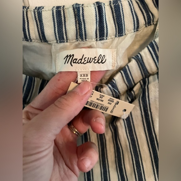 MADEWELL NWT Stripe Cold Shoulder Jumpsuit, Size XXS - Picture 9 of 10